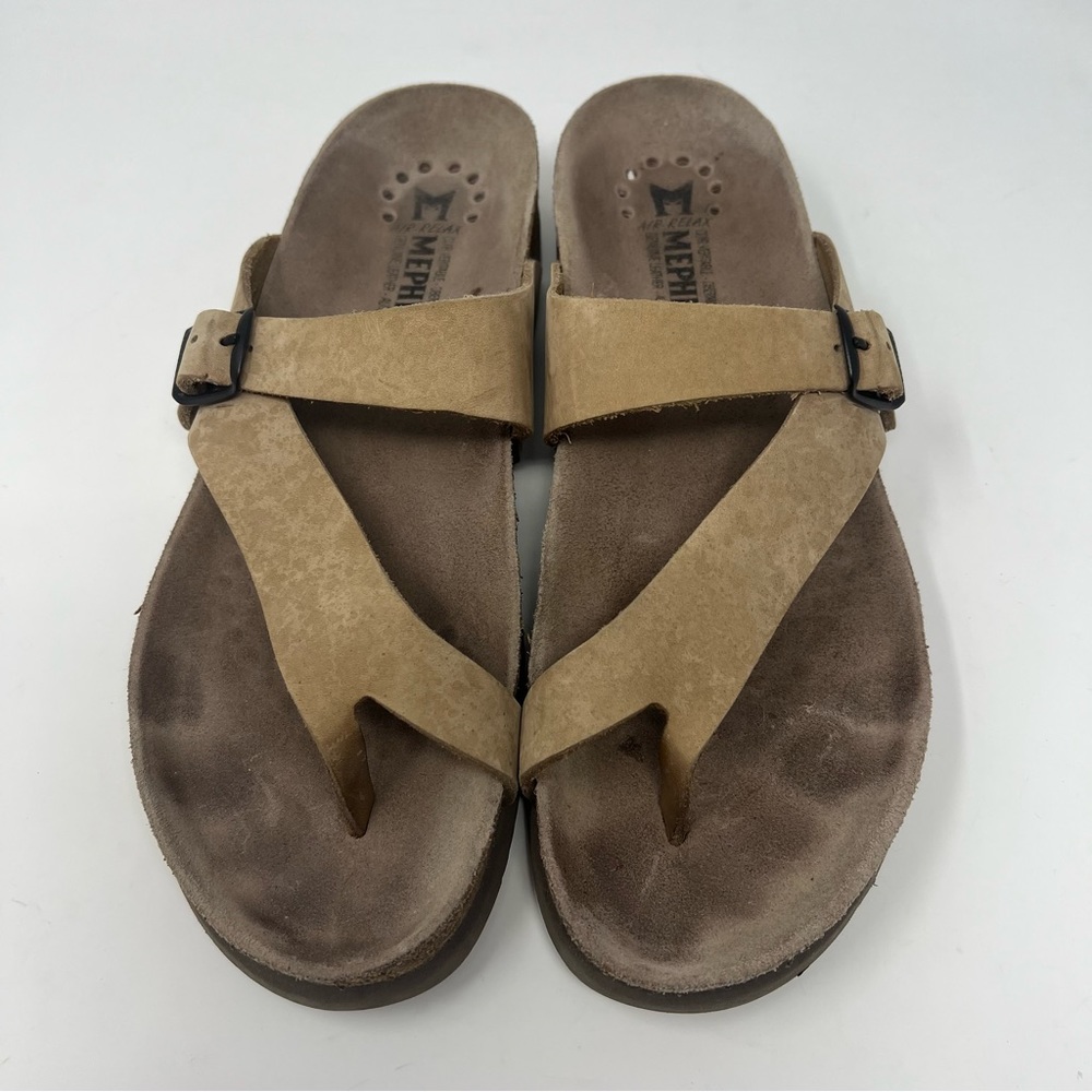 Mephisto Helen Sandals Brown Toe Loop Tan Leather Womens Size 12 US 42 EU